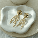 Golden Ripples Anti Tarnish Earrings - Western Era for women