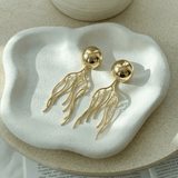 Golden Ripples Anti Tarnish Earrings - Western Era for women