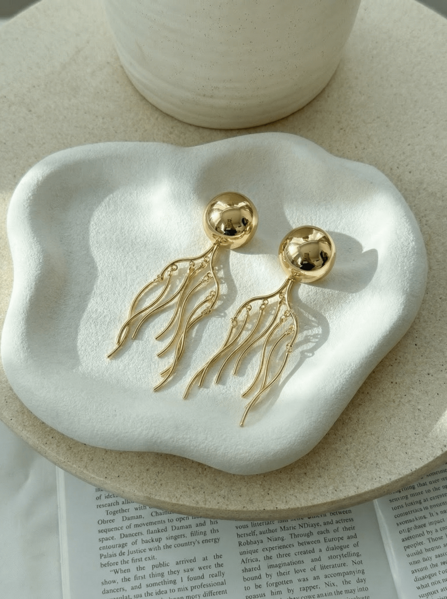 Golden Ripples Anti Tarnish Earrings - Western Era for women