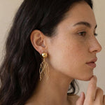 Golden Ripples Anti Tarnish Earrings - Western Era for women