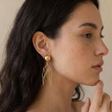 Golden Ripples Anti Tarnish Earrings - Western Era for women