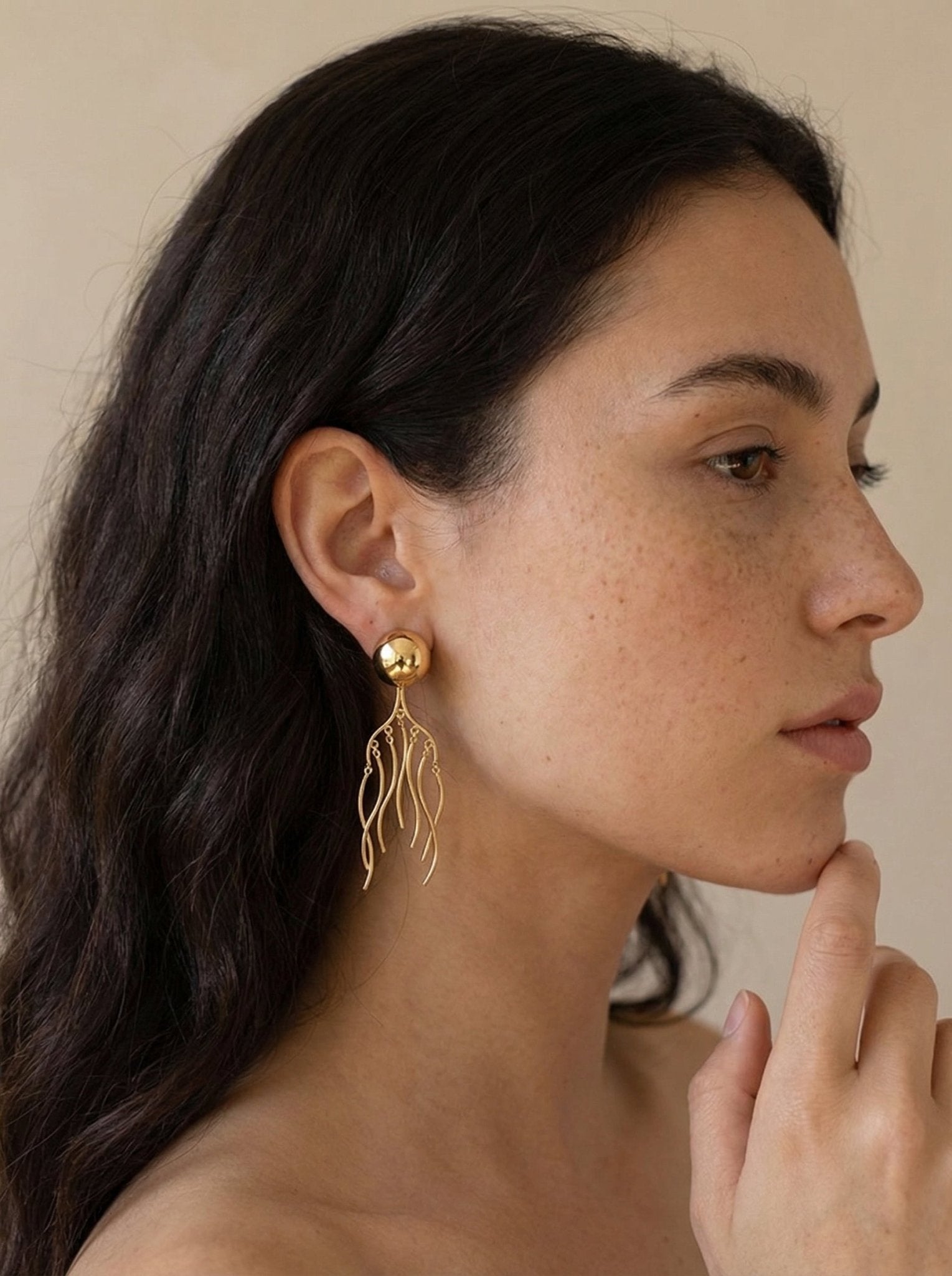 Golden Ripples Anti Tarnish Earrings - Western Era for women