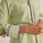 Green Collar Embroidered Oversized Shirt - Western Era Tops for women
