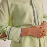 Green Collar Embroidered Oversized Shirt - Western Era Tops for women