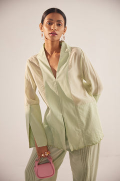 Green Bottom Embroidery Cotton Shirt