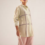 Green Line Embroidered Oversized Shirt - Western Era Tops for women