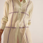Green Line Embroidered Oversized Shirt - Western Era Tops for women