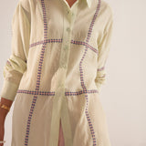Green Line Embroidered Oversized Shirt - Western Era Tops for women
