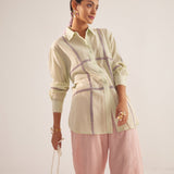 Green Line Embroidered Oversized Shirt - Western Era Tops for women