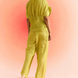 Green Linen Wrap Trouser - Western Era Bottoms for women