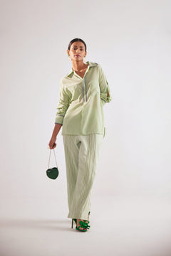 Green Multi Lace Straight Fit Cotton Trouser