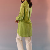 Green Tie Dye Angrakha Wrap Shirt - Western Era Tops for women