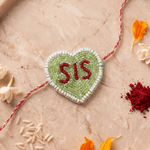 Hand Crafted Heart Shape Beaded Rakhi - Western Era Rakhi for women