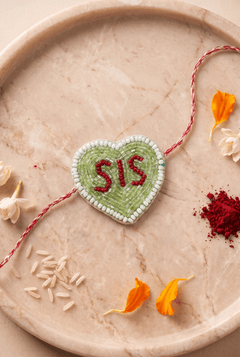 Hand Crafted Heart Shape Beaded Rakhi - Western Era Rakhi for women