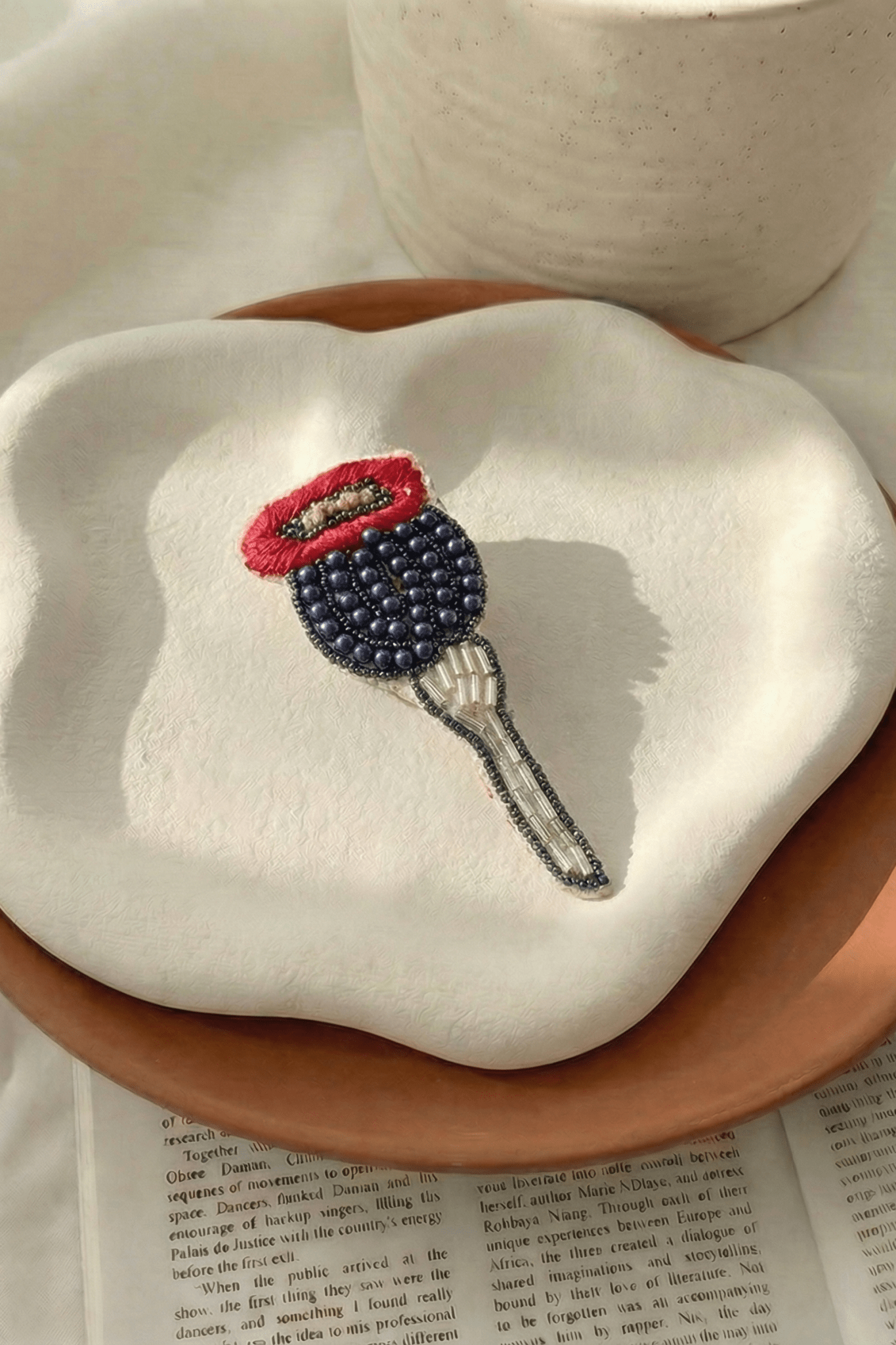 Handcrafted Brooch with beads and katdana embroidery - Western Era Brooches for women