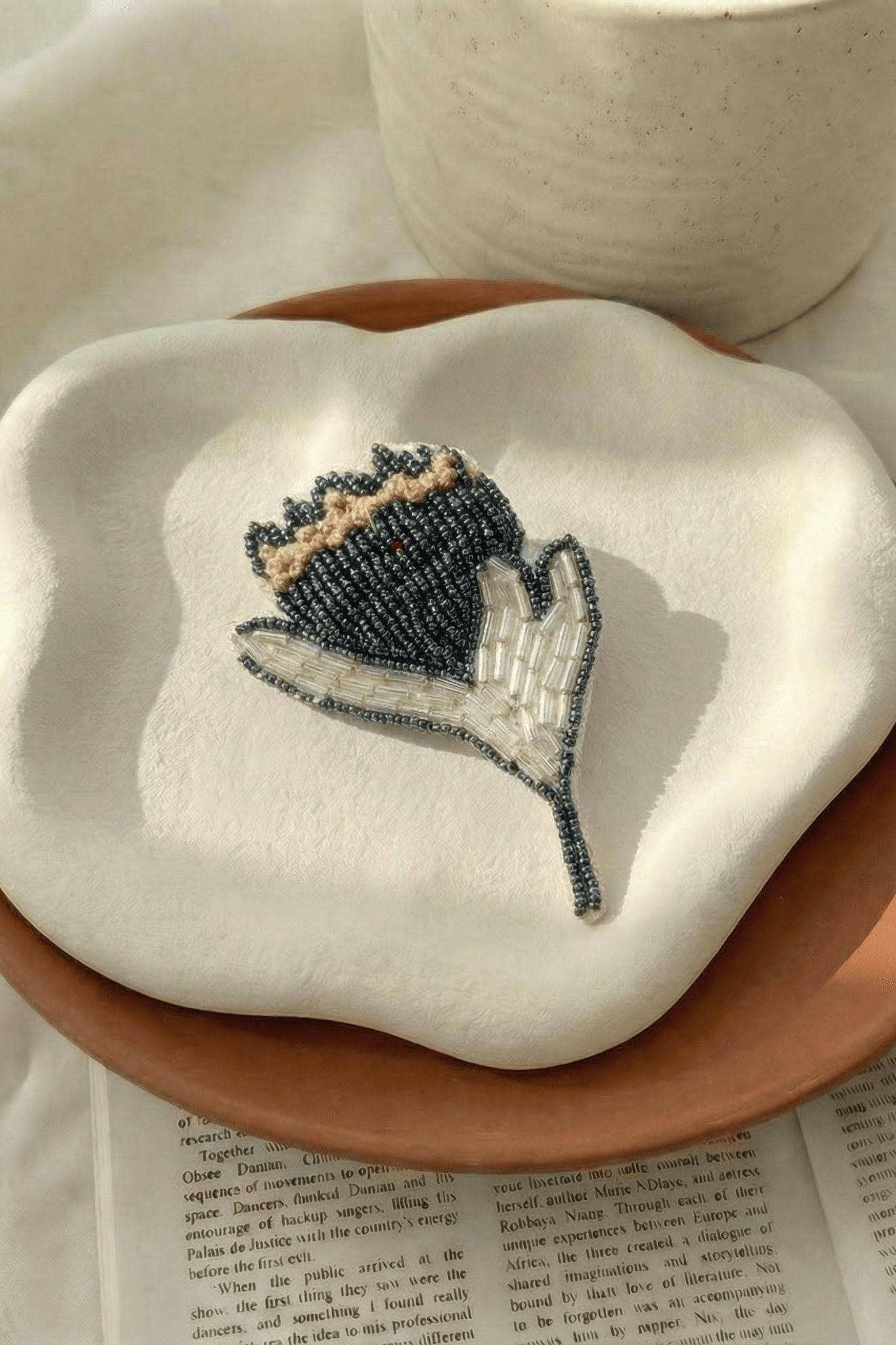 Handcrafted Brooch with Intricate beads and katdana embroidery - Western Era Brooches for women