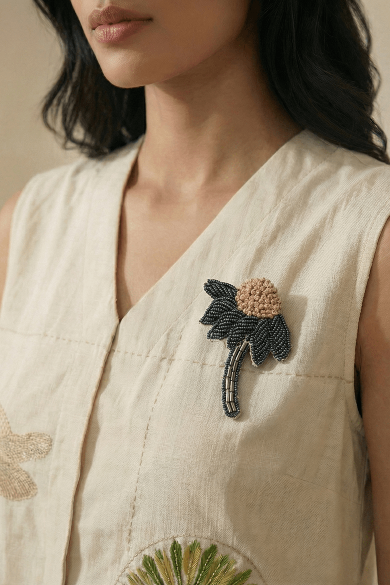 Handcrafted Brooch with intricate hand - work embroidery - Western Era for women
