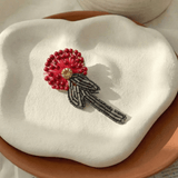 Handcrafted Flower Motif Brooch with Intricate Embroidery - Western Era Accessories for women