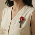 Handcrafted Flower Motif Brooch with Intricate Embroidery - Western Era Accessories for women