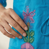 Handline Knotted Top with Kasuti Embroidery And Gathered Sleeve - Western Era Tops for women