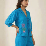 Handline Knotted Top with Kasuti Embroidery And Gathered Sleeve - Western Era Tops for women
