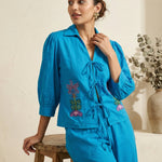 Handline Knotted Top with Kasuti Embroidery And Gathered Sleeve - Western Era Tops for women