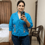 Handline Knotted Top with Kasuti Embroidery And Gathered Sleeve - Western Era Tops for women