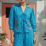 Handline Knotted Top with Kasuti Embroidery And Gathered Sleeve - Western Era Tops for women