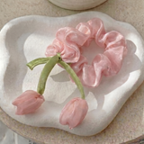 Rosé Tulip Satin Silk Scrunchie
