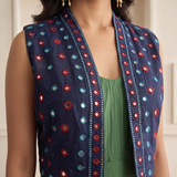 Indigo Mirrer Embroidered Jacket