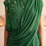 Embellished And One Shoulder Draped Dress