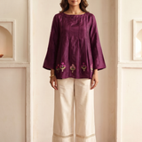 Colorful Embroidery Details Top with Ladder Lace Panels