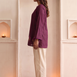 Colorful Embroidery Details Top with Ladder Lace Panels