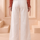This Off White Overlapped Front Button Wide-Leg Trouser