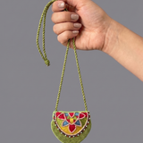 Necklace Featuring Vibrant Thread Embroidery, Delicate Beadwork