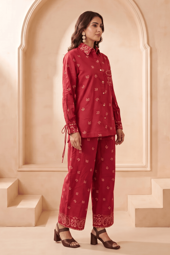 High & Low Hem Bandana Print Inspired Shirt with front pocket - Western Era Tops for women