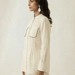 High - Low Shirt Front Pleating Styling With Lace Design Co - ord Set - Western Era Co - ord set for women