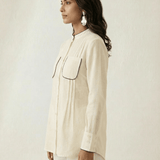 High - Low Shirt Front Pleating Styling With Lace Design Co - ord Set - Western Era Co - ord set for women