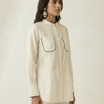 High - Low Shirt Front Pleating Styling With Lace Design Co - ord Set - Western Era Co - ord set for women