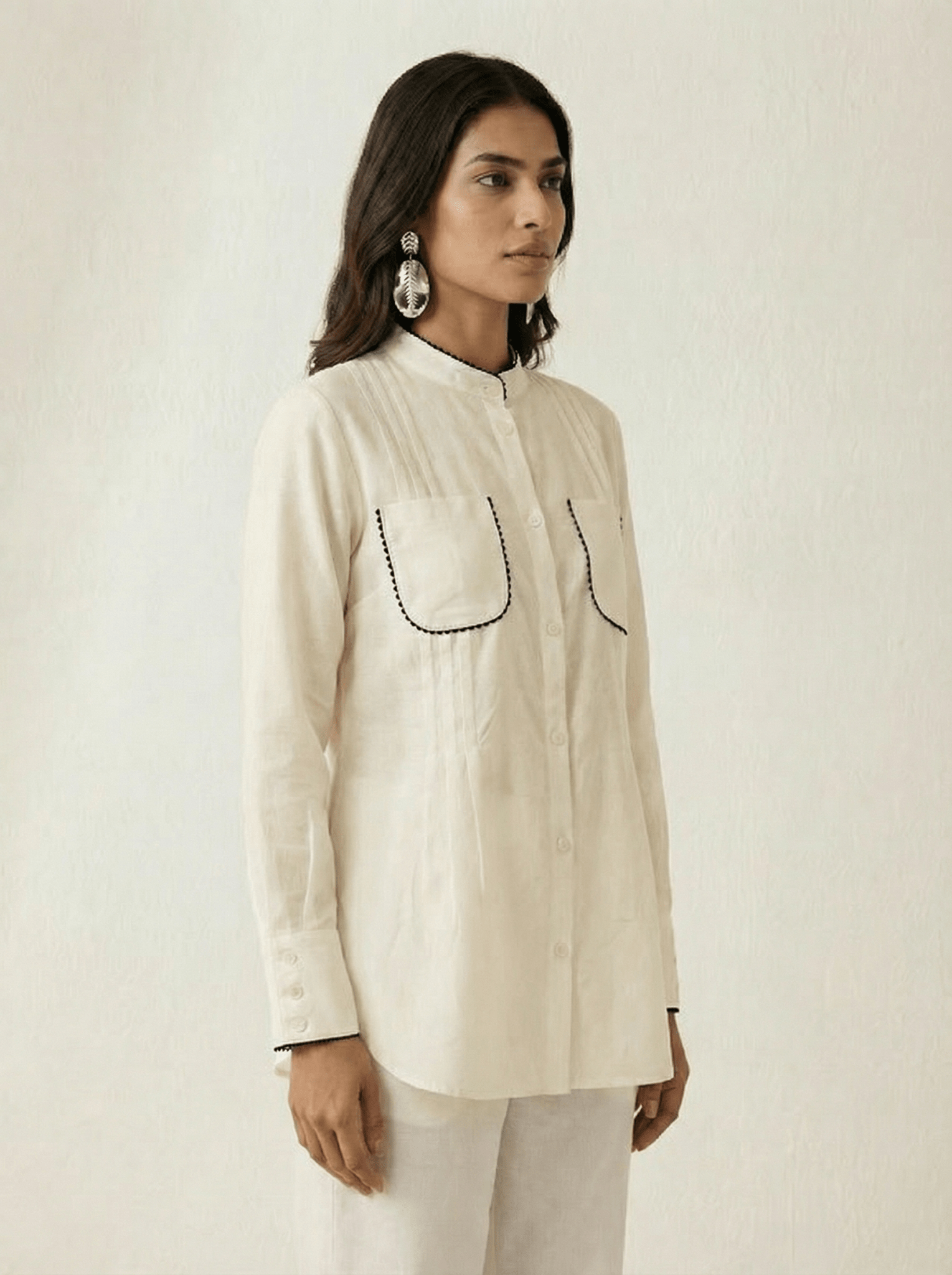 High - Low Shirt Front Pleating Styling With Lace Design Co - ord Set - Western Era Co - ord set for women