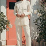 High-Low Shirt Front Pleating Styling With Lace Design Bundle