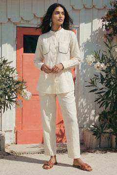 High-Low Shirt Front Pleating Styling With Lace Design Bundle