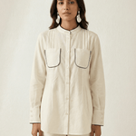 High - Low Shirt Front Pleating Styling With Lace Design Co - ord Set - Western Era Co - ord set for women