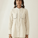 High - Low Shirt Front Pleating Styling With Lace Design Co - ord Set - Western Era Co - ord set for women