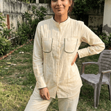 High - Low Shirt Front Pleating Styling With Lace Design Co - ord Set - Western Era Co - ord set for women