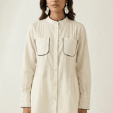 High - Low Shirt Front Pleating Styling With Lace Design - Western Era Tops for women