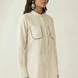 High - Low Shirt Front Pleating Styling With Lace Design - Western Era Tops for women