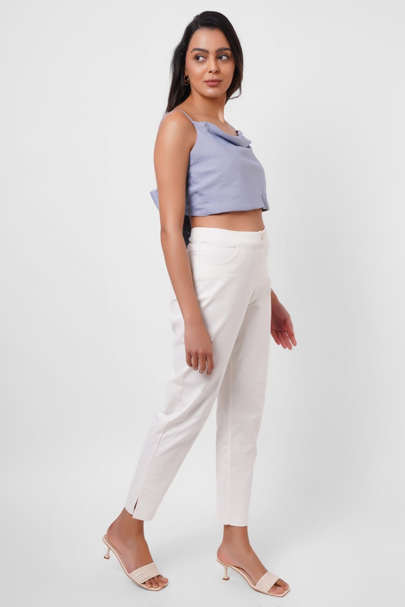 High waist white straight fit trousers - Western Era trousers for women