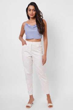 High waist white straight fit trousers - Western Era trousers for women