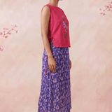 Hot Pink Bloom Overtop With Front Embroidery And Side Knot - Western Era Tops for women